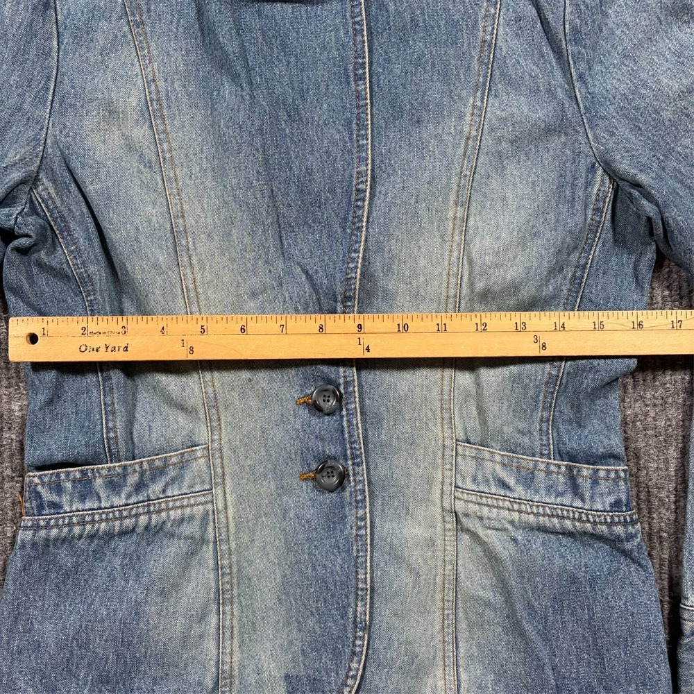 Comfort Denim Jacket Womens Size L Blue Button Front Fitted Cotton Long Sleeve - Picture 5 of 7
